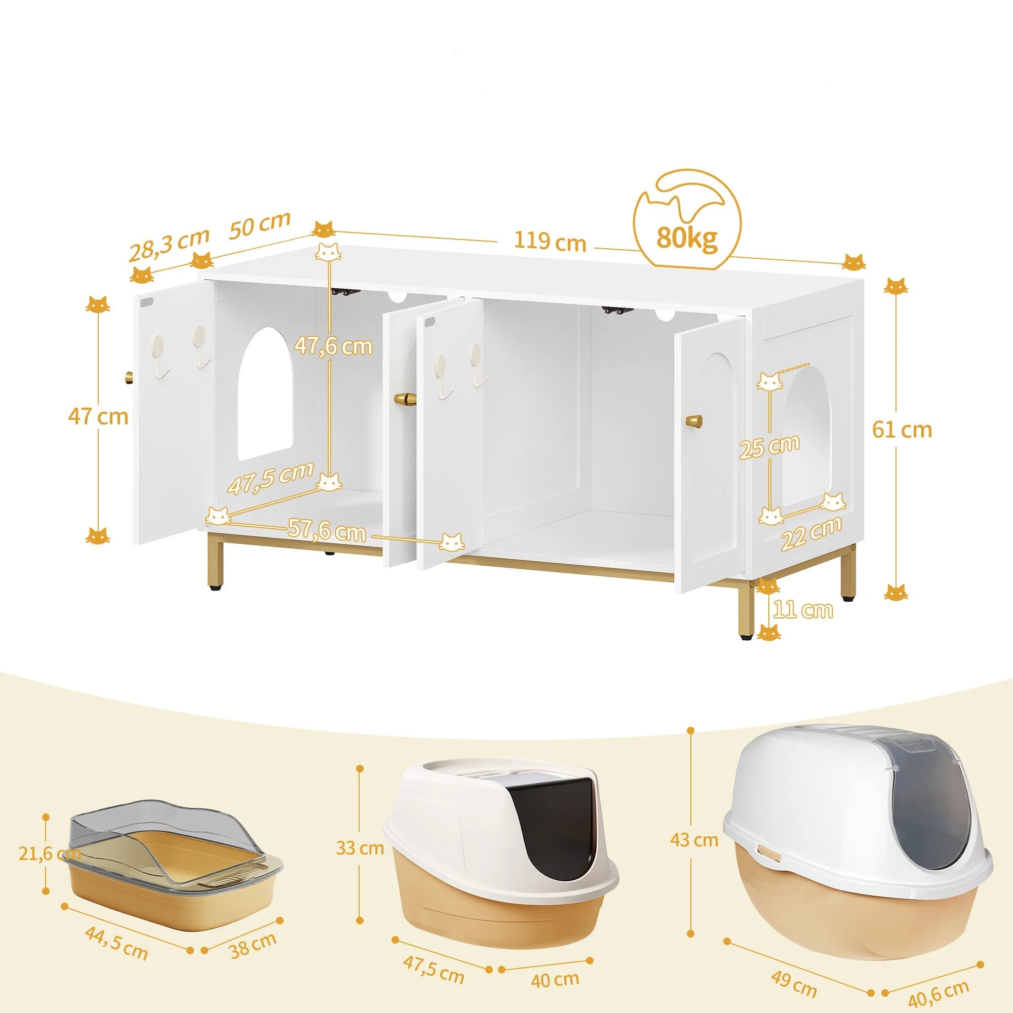 Dubbele Kattenbak Kast voor 2 Katten – Stijlvol, Opgeruimd & Uit het Zicht